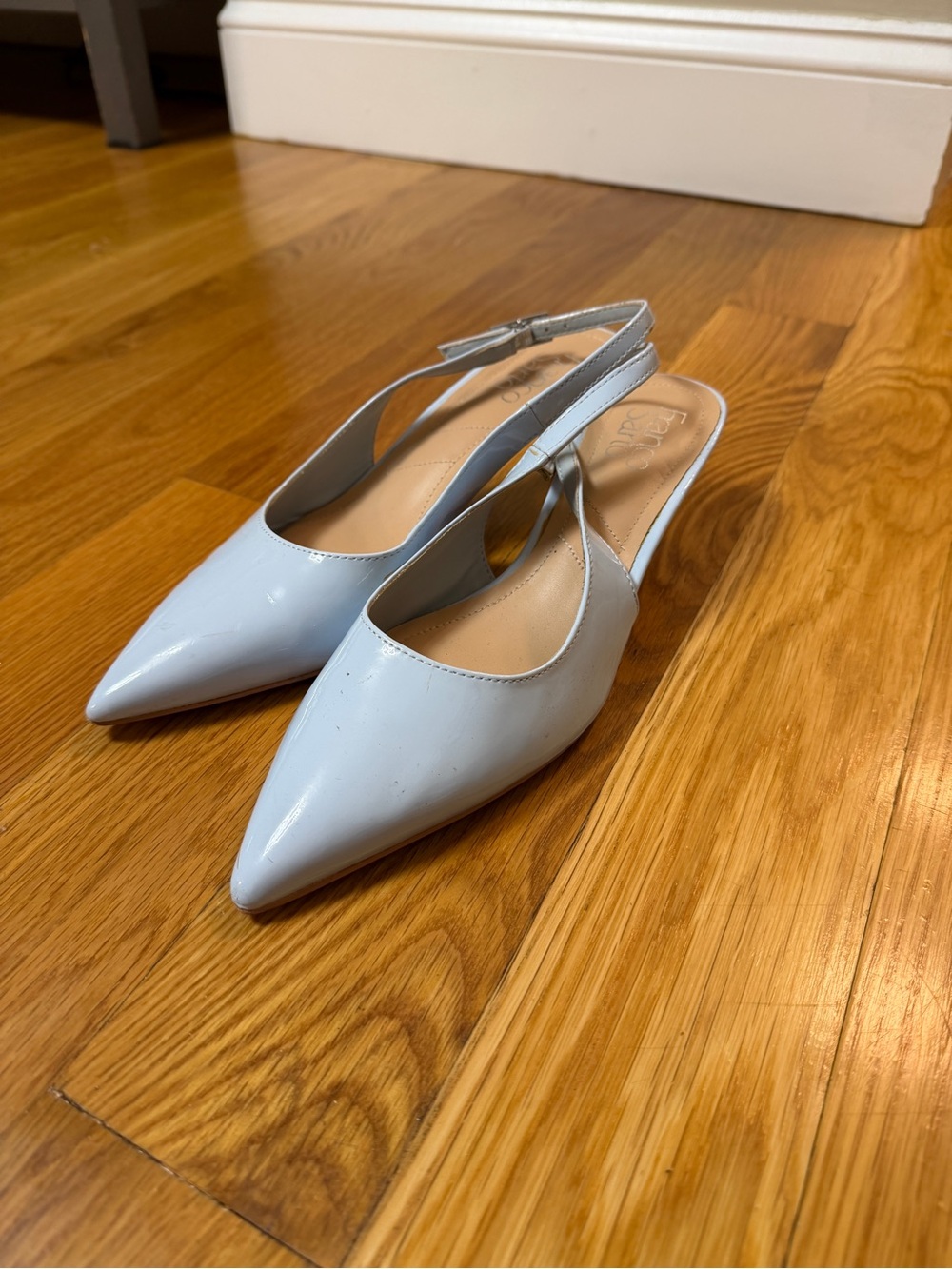 Franco Sarto Pale Blue Pointed-Toe Slingback Heels - Picture 3 of 4